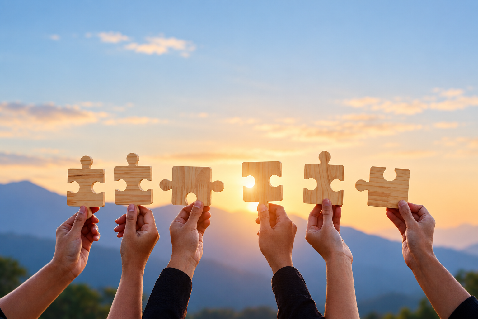 Hands holding connected puzzle pieces